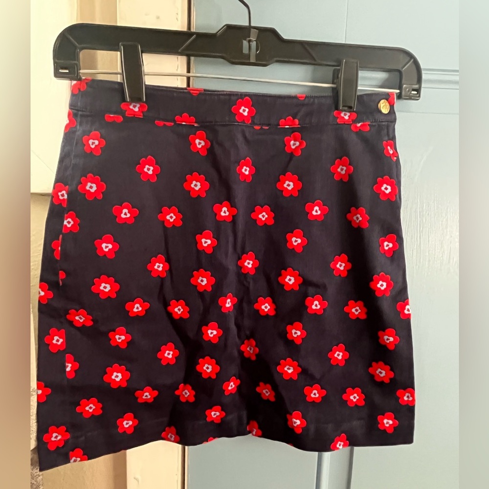 Brooks Brothers girls skirt- navy with red flowers